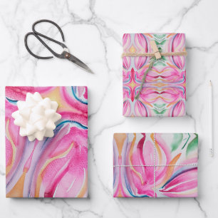 Hoja De Papel De Regalo Resumen de pintura de acuarela floral