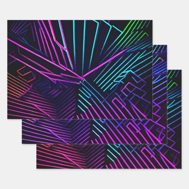 Hoja De Papel De Regalo Resumen geométrico colorido (Set)