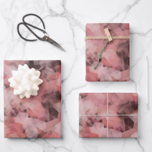 Hoja De Papel De Regalo Resumen geométrico moderno blanco rosado negro