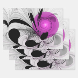 Hoja De Papel De Regalo Resumen Gris Negro Con Arte Fractal Magenta