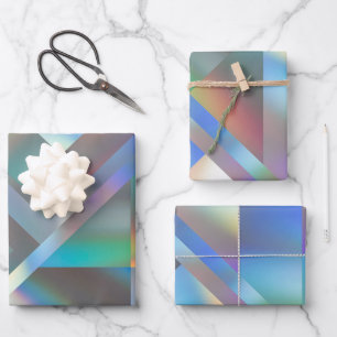 Hoja De Papel De Regalo Resumen Holográfico Gométrico Moderno Pastel