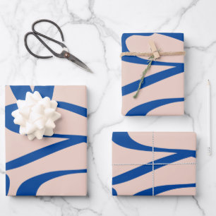 Hoja De Papel De Regalo Resumen Línea Azul y Beige