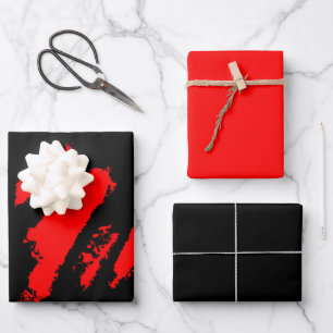 Hoja De Papel De Regalo Resumen negro y rojo