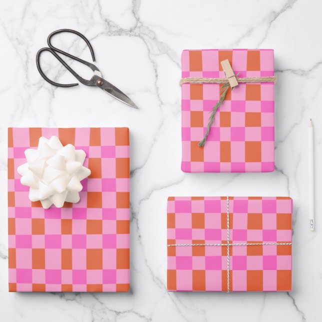 Hoja De Papel De Regalo Resumen Patrón de formas controladas en rosa  (Anverso)