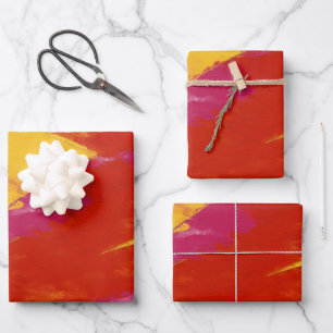 Hoja De Papel De Regalo Resumen rojo, amarillo y rosa