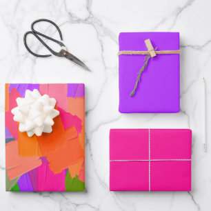 Hoja De Papel De Regalo Resumen rosa, Naranja y púrpura