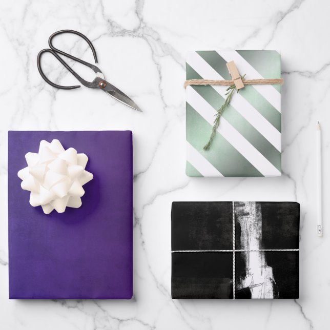 Hoja De Papel De Regalo Resumen rústico elegante moderno y a rayas (Anverso)