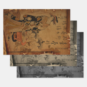 Hoja De Papel De Regalo Retrato tradicional de mujeres japonesas