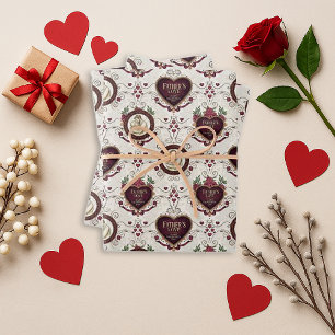 Hoja De Papel De Regalo Retrato vintage de padre e hija con flores de Borg