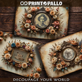 Hoja De Papel De Regalo Retratos de época con flores -