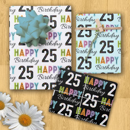 Hoja De Papel De Regalo Retro 25º cumpleaños