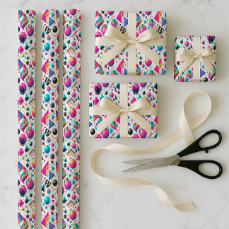 Hoja De Papel De Regalo Retro 90s Memphis Geometric Neon Wrapping Bundle
