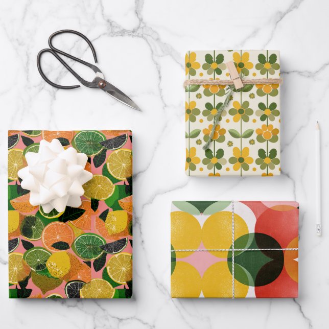 Hoja De Papel De Regalo Retro colorido (Anverso)
