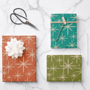 Hoja De Papel De Regalo Retro del Mediosiglo arranca oliva Verde azulada N