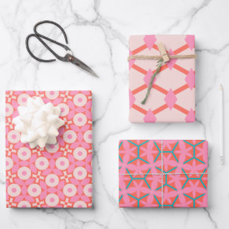 Hoja De Papel De Regalo Retro Geometric Pink Mid-Century Modern