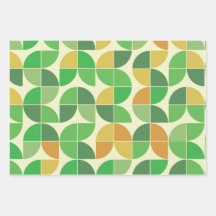 Retro Geométrico Floral Verde de Mitad de Siglo