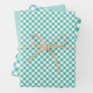 Hoja De Papel De Regalo Retro Gingham Bluegrass Verde