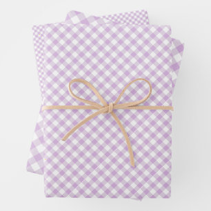 Hoja De Papel De Regalo Retro Gingham Suave Lila