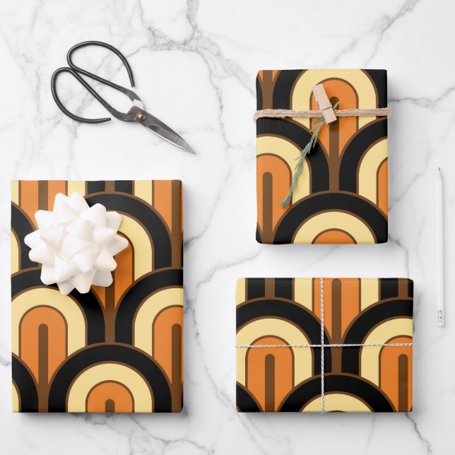 Hoja De Papel De Regalo Retro Gradated Geometric Fan Pattern (Anverso)