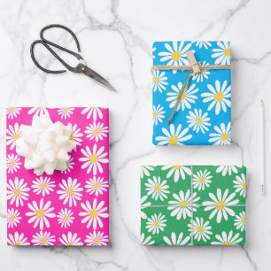 Hoja De Papel De Regalo Retro Groovy Daisies Spring Daisy Pattern Coloroso