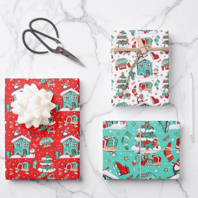 Hoja De Papel De Regalo Retro lindo (Anverso)