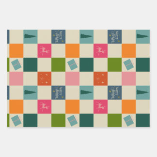Hoja De Papel De Regalo Retro Merry and Bright Christmas Wrapping Paper