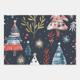Hoja De Papel De Regalo Retro Merry Little Ornament Wrap