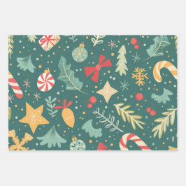 Hoja De Papel De Regalo Retro Merry Little Ornament Wrap