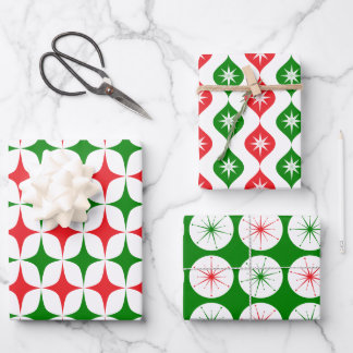 Hoja De Papel De Regalo Retro Mid Century Christmas Starburst Holiday