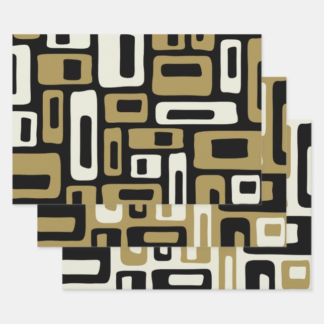 Hoja De Papel De Regalo Retro Mid Century Moderno (Set)
