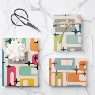 Hoja De Papel De Regalo Retro Mid Century Moderno
