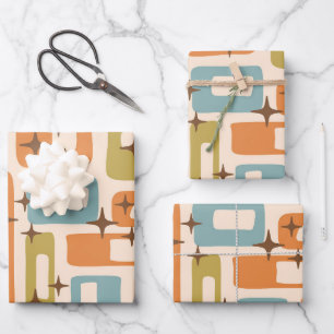Hoja De Papel De Regalo Retro Mid Century Moderno