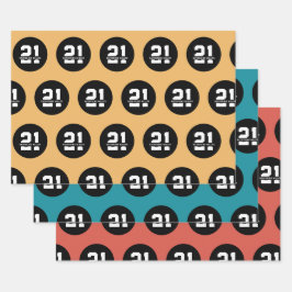 Hoja De Papel De Regalo Retro moderno de cumpleaños 21 personalizado