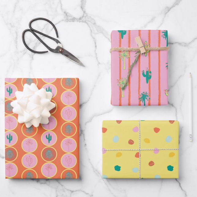 Hoja De Papel De Regalo Retro Palm Springs Wrapping Paper Set 2 (Anverso)
