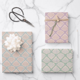 Hoja De Papel De Regalo Retro pastel boho wrapping paper with sea shells