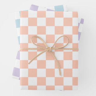 Hoja De Papel De Regalo Retro Pastel Checkered Pattern