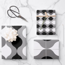 Hoja De Papel De Regalo Retro Pods Black White Gray