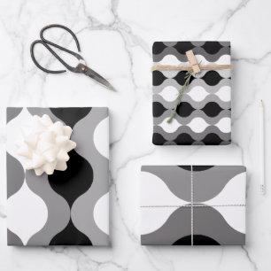 Hoja De Papel De Regalo Retro Pods Black White Gray