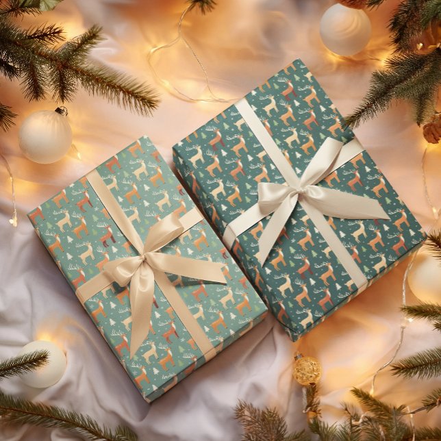 Hoja De Papel De Regalo Retro-reno de Santa (Subido por el creador)