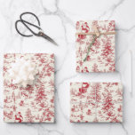 Hoja De Papel De Regalo Retro Santa Vintage Red Christmas Tree Toile Wrap<br><div class="desc">Retro Santa Vintage Red Christmas Tree Toile Envoltura Hoja de Papel conjunto de 3</div>