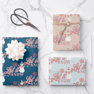 Hoja De Papel De Regalo Retro Snowman deja que nieva a los Navidades de la