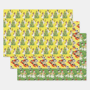 Hoja De Papel De Regalo Retro Snowmen