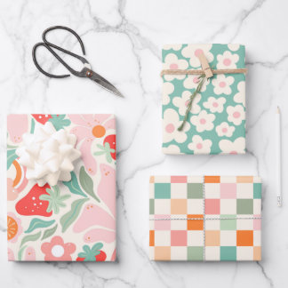 Hoja De Papel De Regalo Retro strawberry