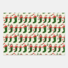 Hoja De Papel De Regalo Retro Treasures Christmas Stockings