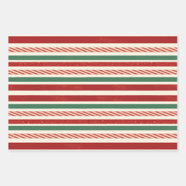 Hoja De Papel De Regalo Retro Treasures Christmas stripes