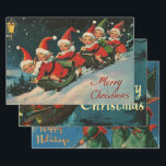 Hoja De Papel De Regalo Retro Vintage Christmas Trio Style T<br><div class="desc">El efecto general de este papel de envolver de Navidades vintage y retro es de nostalgia, calidez y actualidad. Al envolver sus regalos, no puede evitar sentirse transportado a una época pasada, donde las vacaciones se celebraban con simple alegría y elegancia clásica. Es la elección perfecta para añadir un toque...</div>