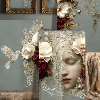 Hoja De Papel De Regalo Reverie in Bloom Triptych Heavyweight Decoupage