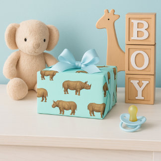 Hoja De Papel De Regalo Rhino Royale Blue Safari