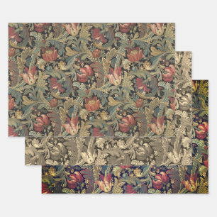 Hoja De Papel De Regalo Rica Tapicería de Brocado Floral Antiguo Victorian