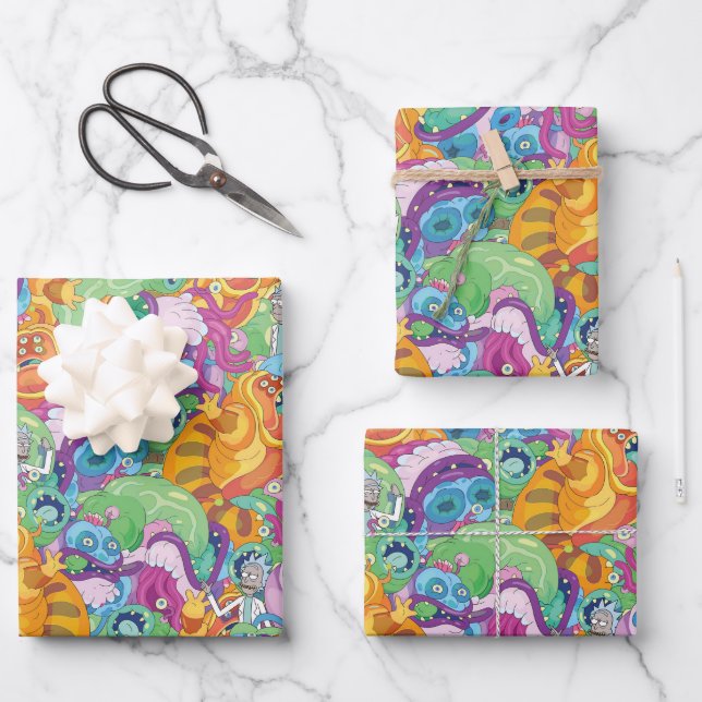 Hoja De Papel De Regalo Rick Apocalypse Fiesta Alien Pattern (Anverso)
